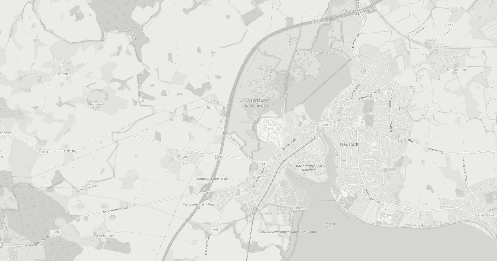 Straßenkarte von Neustadt in Holstein und Umgebung