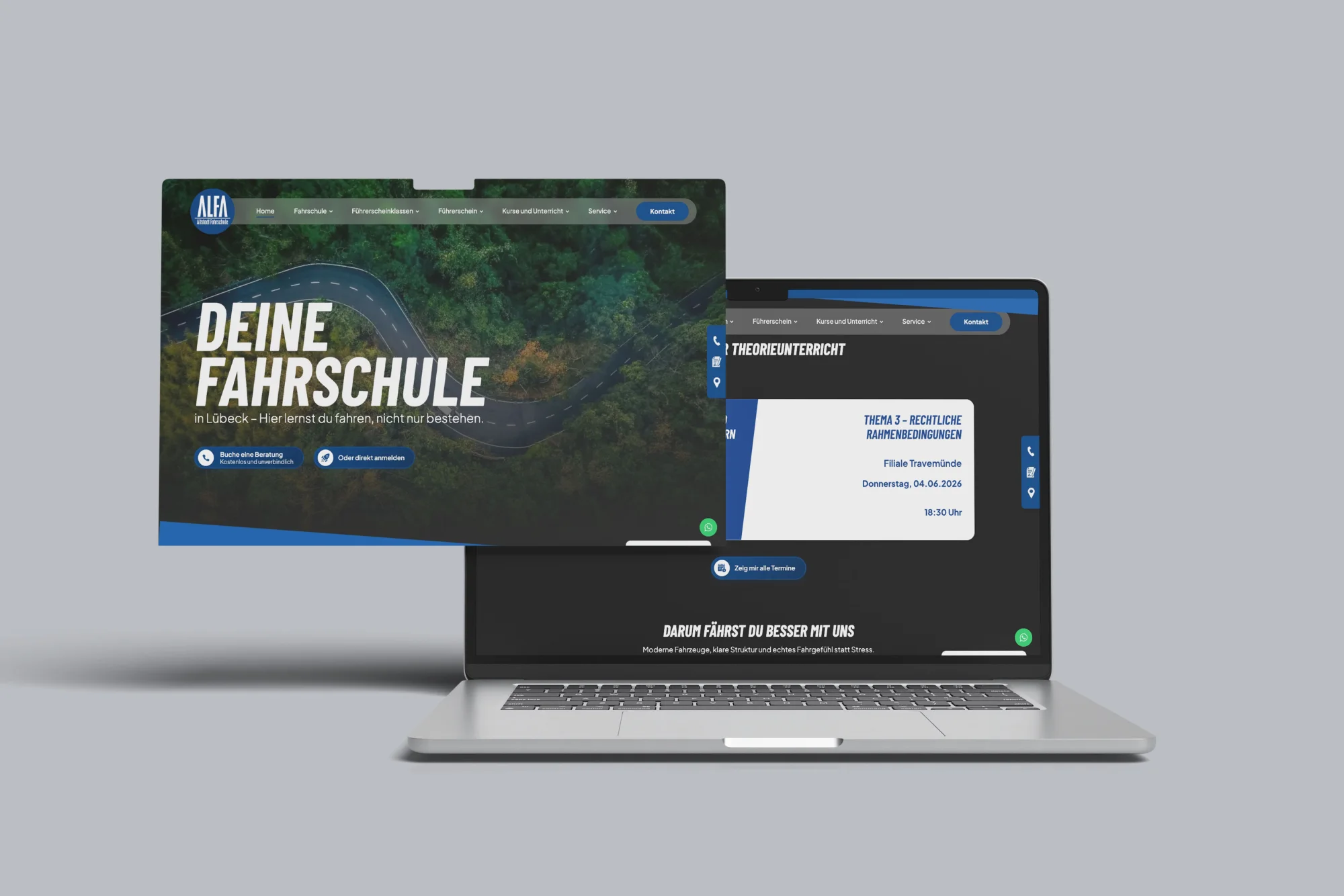 Alfa Fahrschule — Website-Ansicht