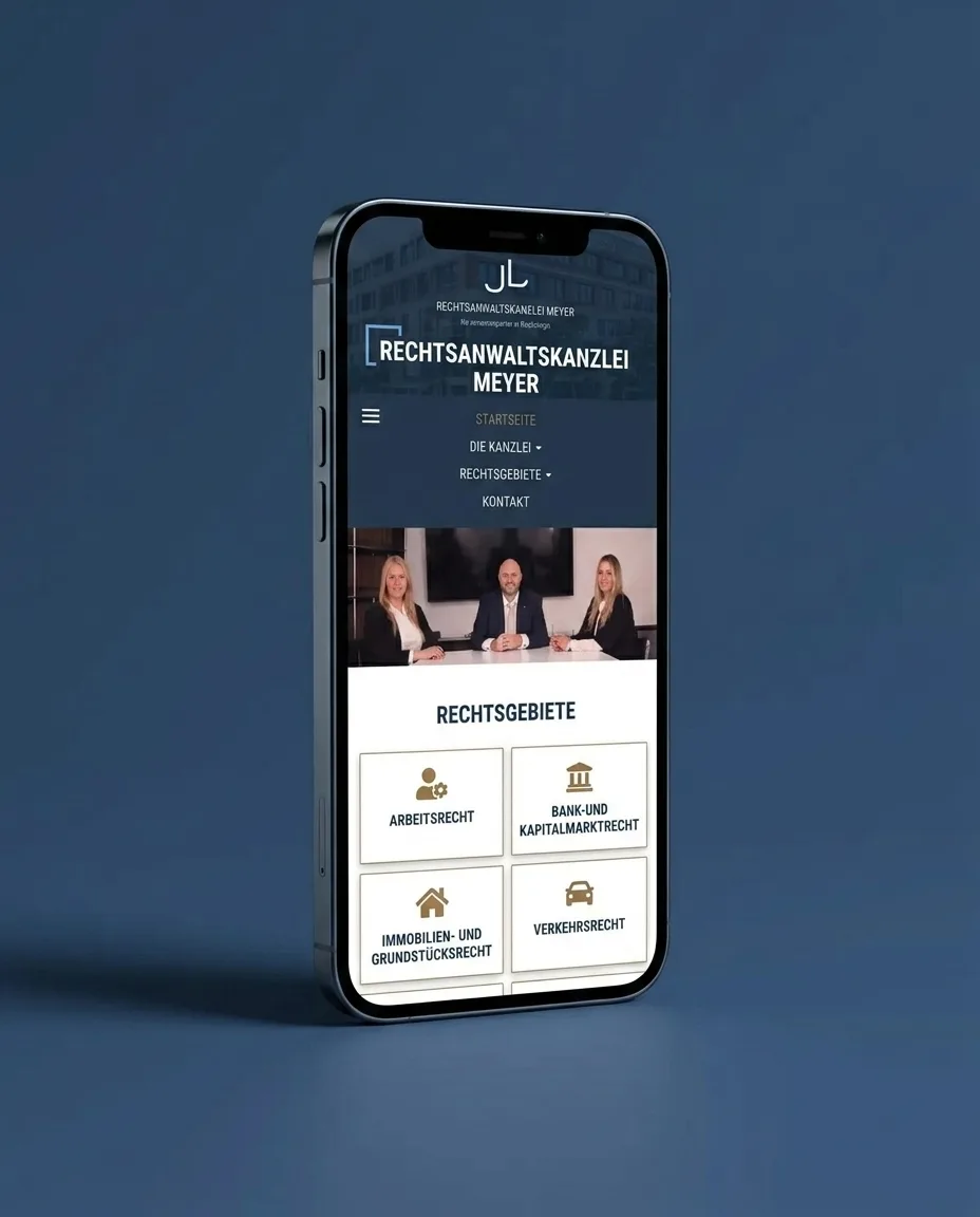 Website der Rechtsanwaltskanzlei Meyer in Lübeck, Referenzprojekt von redcat media